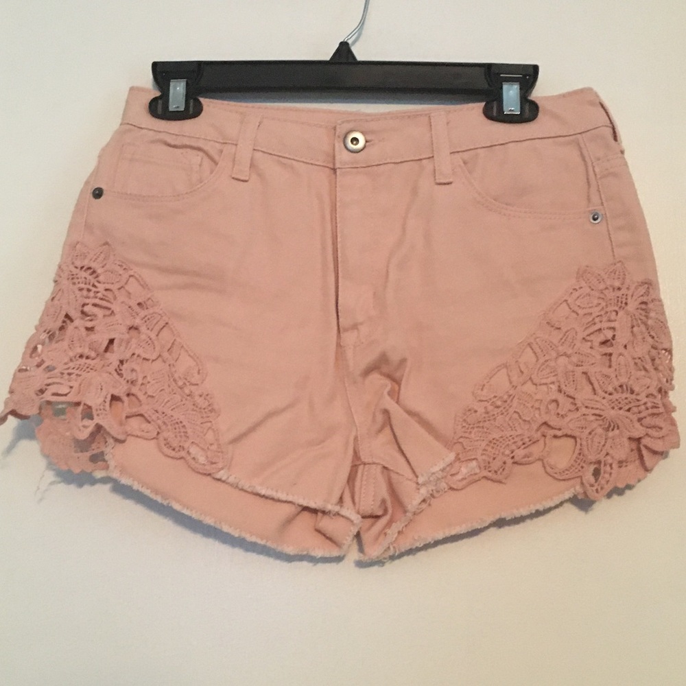 Pink lace jean short